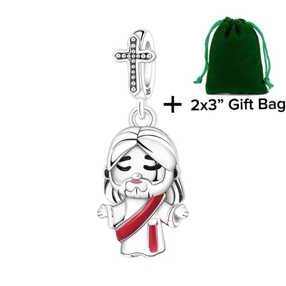 Jesus, Cross Dangle Charm | 925 Silver | Brand New